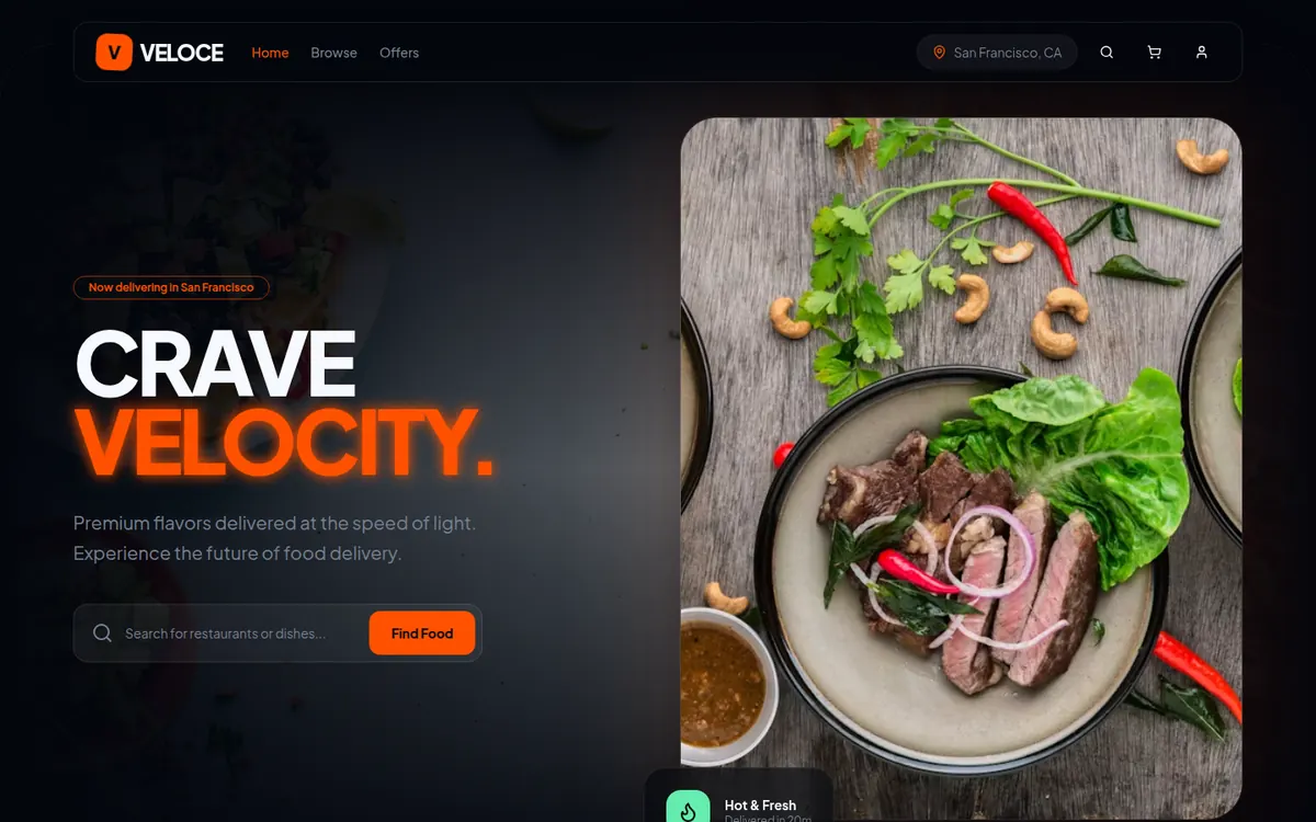 Food delivery website built with AI and nstantcode